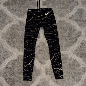 Nike Black and Gold Wave Leggings